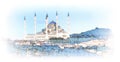 CAMLICA MOSQUE in Istanbul. View of the city and asian side at dawn Royalty Free Stock Photo