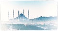 CAMLICA MOSQUE in Istanbul. View of the city and asian side at dawn Royalty Free Stock Photo