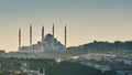 CAMLICA MOSQUE in Istanbul, View of the city and asian side at dawn Royalty Free Stock Photo