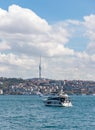 Camlica Tower and Bosphorus Strait Yacht