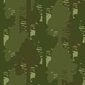 Camo forest olive woods seamless vector pattern.