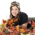 Camo Girl in Fall Foliage Royalty Free Stock Photo