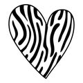Camo jungle heart icon, hand drawn and outline style