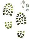 Camoflage and green boot prints Royalty Free Stock Photo