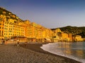 Camogli beach at sunset.