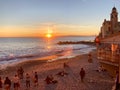 Camogli beach at sunset.