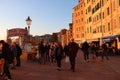 Beautiful sunset over Camogli, Italian riviera small town Royalty Free Stock Photo