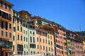 Cityscape and beach photos of the small fishing village and tourist resort Camogli, Italy Royalty Free Stock Photo