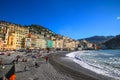 Camogli - People relaxing on the beach at the Mediterranean Sea