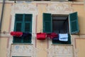 Camogli, Liguria, Italy picturesque fishermen village painted houses Royalty Free Stock Photo