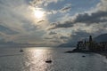 Camogli, Liguria, Italy picturesque fishermen village at sunset Royalty Free Stock Photo