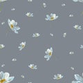 Camomile daisy pattern a watercolor pattern grey