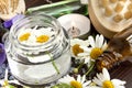 Camomile flowers essence for spa treatments