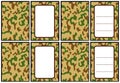 Camouflage background, reverse and obverse labels. Desert pattern.