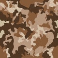 Camouflage brown military fabric texture. Camo seamless background. Royalty Free Stock Photo