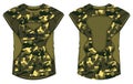 Camouflage Cap Sleeve Tank Top, Sleeveless Basketball jersey vest design t-shirt template, sports jersey concept with front and