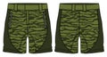 Camouflage Chino sartorial Shorts design flat sketch vector illustration, denim printed casual shorts concept with front and back