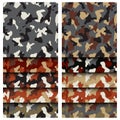 Camouflage clothing seamless patterns set