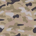 Camouflage desert seamless pattern. Trendy camouflage, allover print. Khaki texture Royalty Free Stock Photo