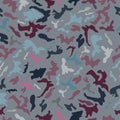 Camouflage effect of red and blue colors on a gray color Royalty Free Stock Photo