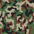 Geometric camo, seamless pattern. Abstract military or hunting camouflage background. Brown, green, black color. Royalty Free Stock Photo