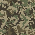 Camouflage green khaki pattern background, camo seamless vector illustration. Classic military clothing style. Royalty Free Stock Photo