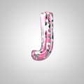 Camouflage letter J uppercase with pink, grey, black and white camouflage pattern isolated on white background. Royalty Free Stock Photo