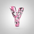 Camouflage letter Y uppercase with pink, grey, black and white camouflage pattern isolated on white background. Royalty Free Stock Photo