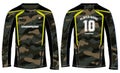 Camouflage long sleeve Sports t-shirt jersey design concept vector template, Motocross jersey concept, for football jersey