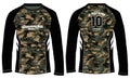 Camouflage long sleeve t shirt, Sports jersey design concept vector template, Motocross Jersey concept