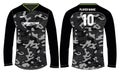 Camouflage long sleeve t shirt, V neck Sports jersey design concept vector template, Motocross racing jersey concept with front