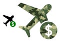 Polygonal Mosaic Airflight Price Icon in Camo Military Colors