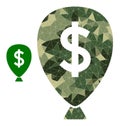 Triangle Mosaic Financial Inflation Balloon Icon in Camouflage Military Colors