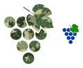 Lowpoly Mosaic Grape Bunch Icon in Camo Military Colors