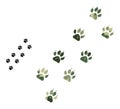 Lowpoly Mosaic Tiger Paw Trace Icon in Khaki Army Colors