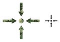 Triangle Mosaic Meeting Point Arrows Icon in Camo Military Color Hues