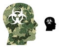 Polygonal Mosaic Mental Virus Icon in Khaki Military Colors