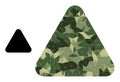 Low-Poly Mosaic Rounded Triangle Icon in Camouflage Military Color Hues