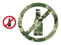 Low-Poly Mosaic Forbid Beer Bottle Icon in Camouflage Military Colors