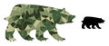 Triangulated Mosaic Bear Icon in Camouflage Army Color Hues