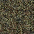 Camouflage needles plants, seamless pattern. Grunge ghillie green background