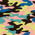 Camouflage pattern background seamless clothing print, repeatabl Royalty Free Stock Photo