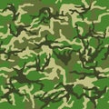 Camouflage pattern background seamless vector illustration. Classic clothing style masking camo repeat print. Green brown black ol