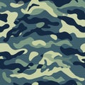 Camouflage pattern background seamless vector illustration. Classic clothing style masking repeat print. Dark Blue Royalty Free Stock Photo