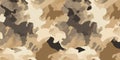 Camouflage pattern, Print texture military camo repeats seamless, style of beige. Military army hunting. Generative AI