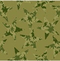 Camouflage pattern of stars, flowers and peas. Vector illustration.