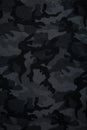Camouflage pattern. Trendy dark gray camouflage fabric. Military texture. Dark back