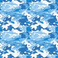Camouflage pattern in various shades of blue and white resembling water ripples Royalty Free Stock Photo