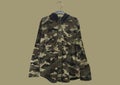 Camouflage print jacket. Corduroy denim jacket Royalty Free Stock Photo