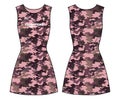 Camouflage printed Women Sleeveless tennis dress sports top jersey design flat sketch fashion Illustration suitable for girls and